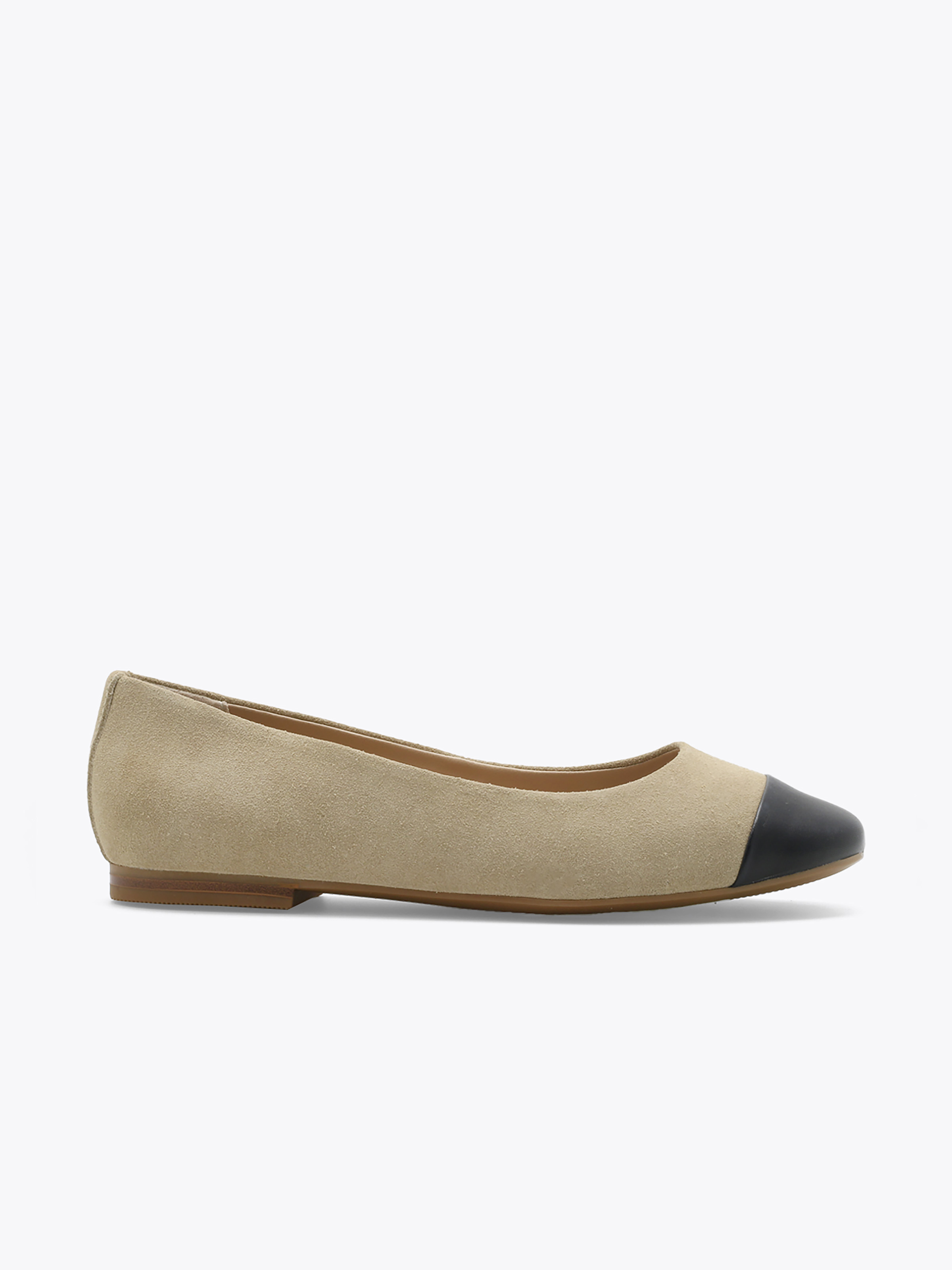 Roberto Rosso Trieste Ballerina Leather — Beige / Black