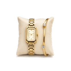 Roberto Rosso Rectangular Watch Set - gold-metallic