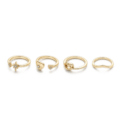 Roberto Rosso Dainty Gold Ring Set (4pcs) - gold-metallic