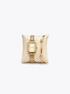 Roberto Rosso Rectangular Watch Set - gold-metallic