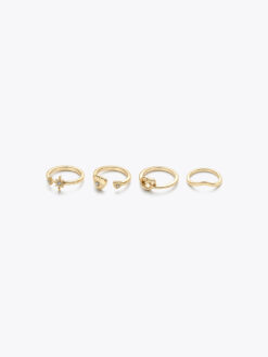 Roberto Rosso Dainty Gold Ring Set (4pcs) - gold-metallic