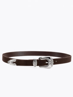 Roberto Rosso Western Belt - dark-brown-silver-metallic